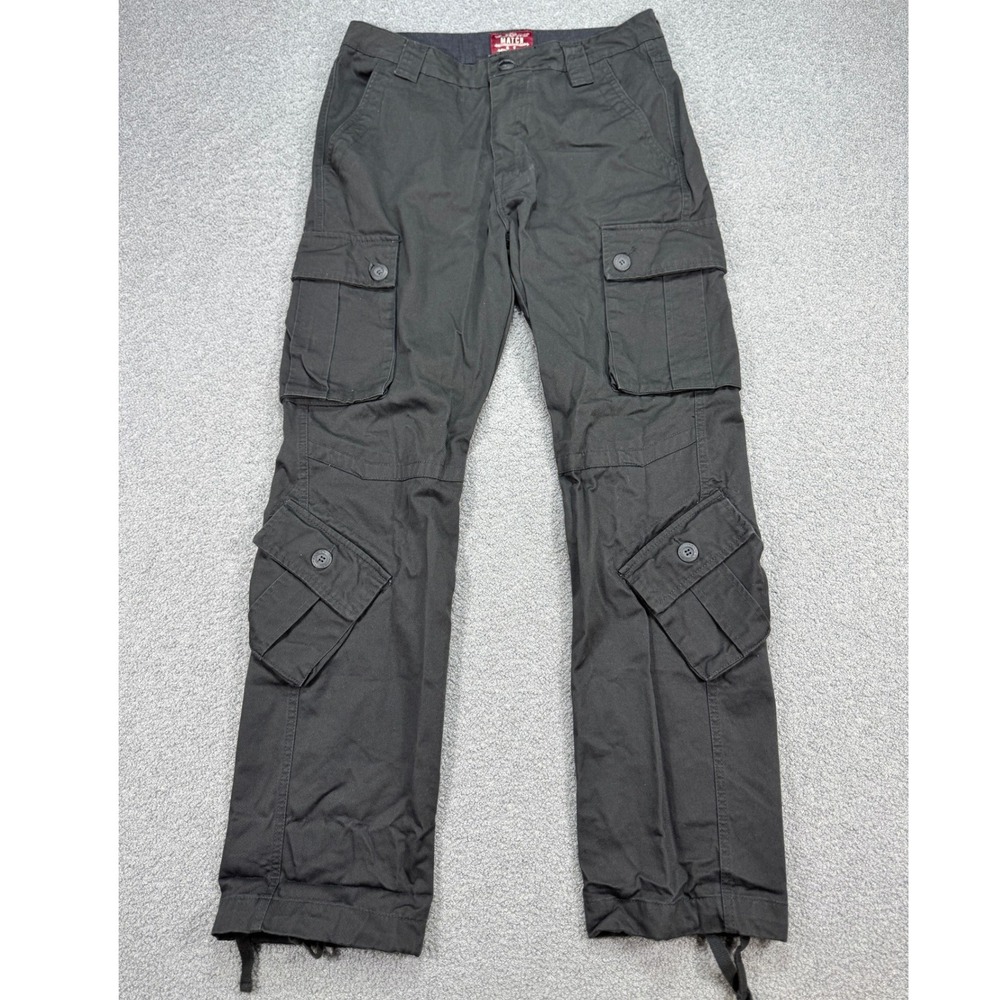 Match Cargo Pants Men's Large Black Drawstring Hem Straight Fit Union Workwear